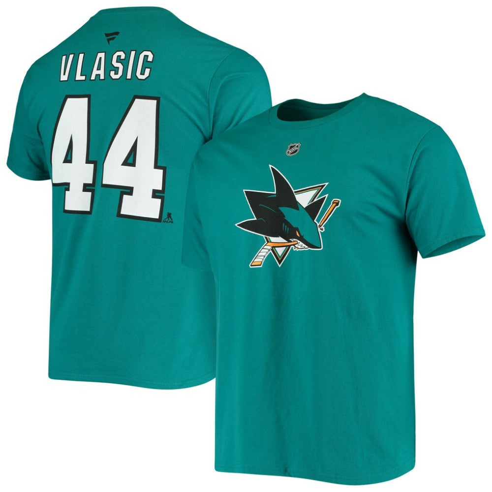 Marc-Edouard Vlasic San Jose Sharks Fanatics Player Name and Number T-Shirt - Teal | US 4055198