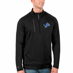 Detroit Lions Antigua Generation Quarter-Zip Pullover Jacket - Black/Charcoal Pullover