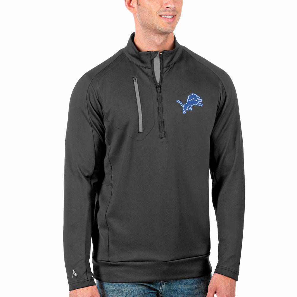 Detroit Lions Antigua Generation Quarter-Zip Pullover Jacket - Charcoal/Silver Pullover