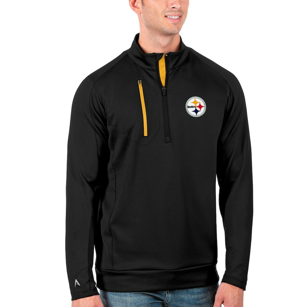 Pittsburgh Steelers Antigua Generation Quarter-Zip Pullover Jacket - Black/Gold Pullover