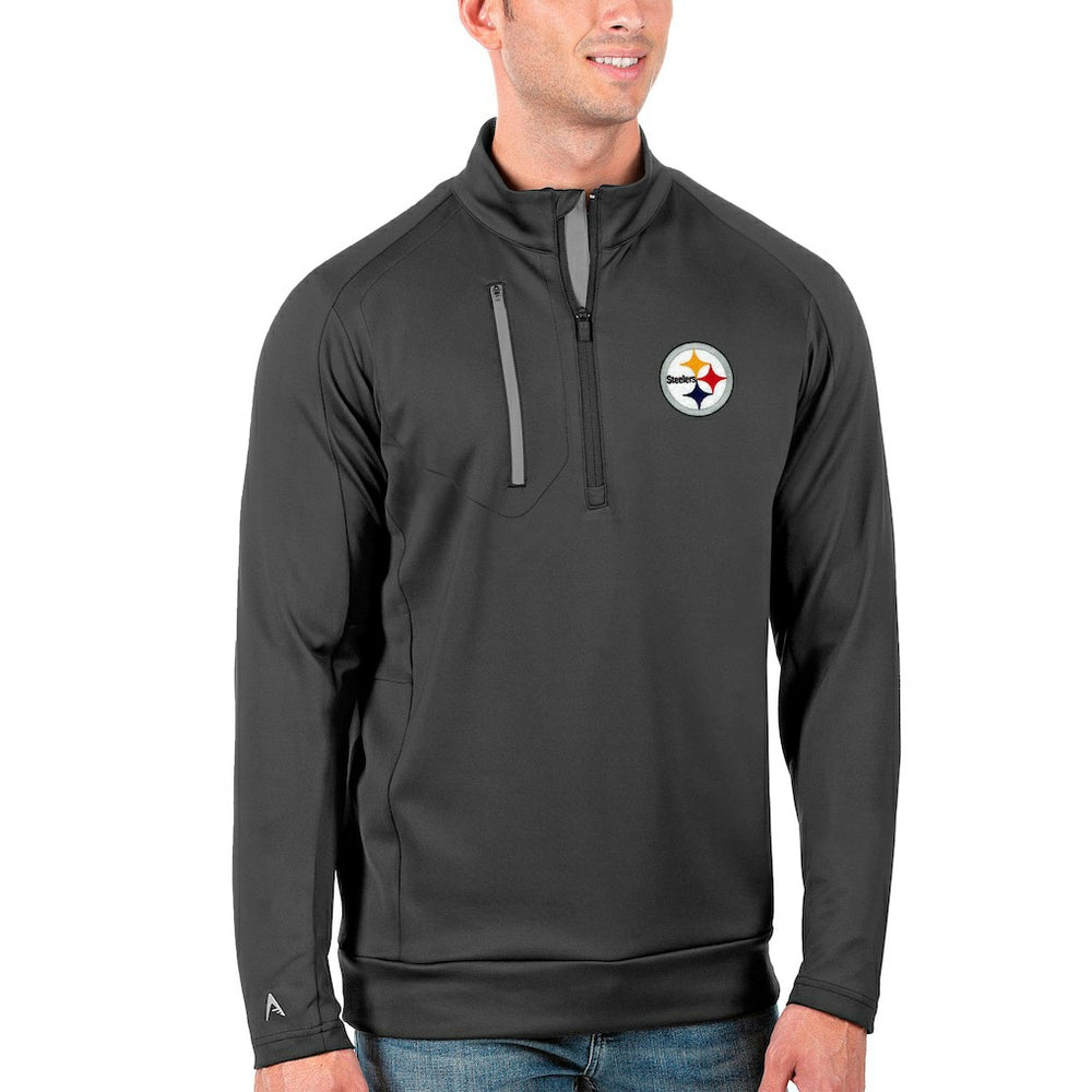 Pittsburgh Steelers Antigua Generation Quarter-Zip Pullover Jacket - Charcoal/Silver Pullover