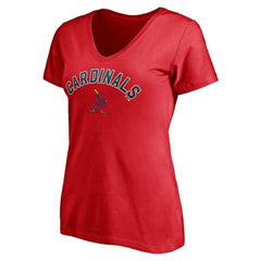St. Louis Cardinals Women's Cooperstown Winning Streak Personalized Name & Number V-Neck T-Shirt - Red T-shirts