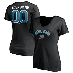 Tampa Bay Rays Women's Cooperstown Winning Streak Personalized Name & Number V-Neck T-Shirt - Black T-shirts