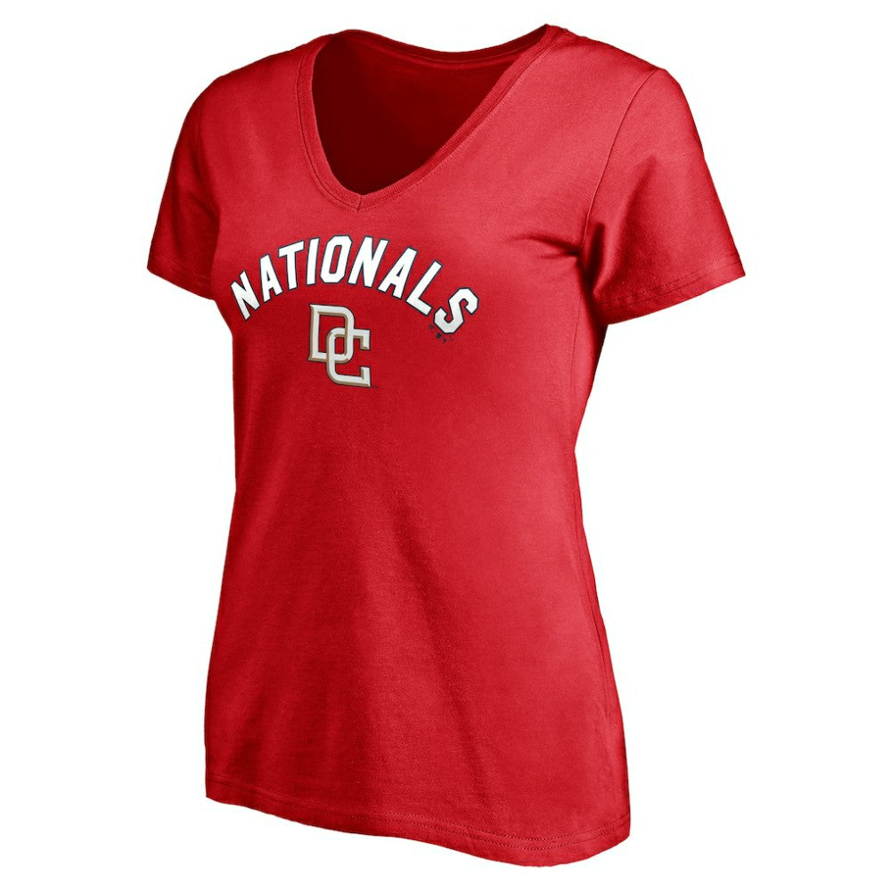 Washington Nationals Women's Cooperstown Winning Streak Personalized Name & Number V-Neck T-Shirt - Red T-shirts