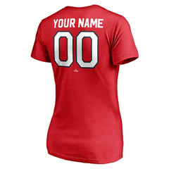 Washington Nationals Women's Cooperstown Winning Streak Personalized Name & Number V-Neck T-Shirt - Red T-shirts