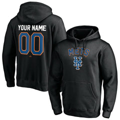 New York Mets Cooperstown Winning Streak Alternate Personalized Name & Number Pullover Hoodie - Black Hoodies