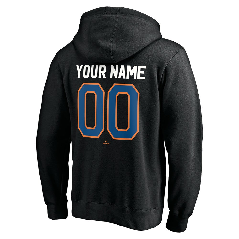 New York Mets Cooperstown Winning Streak Alternate Personalized Name & Number Pullover Hoodie - Black Hoodies