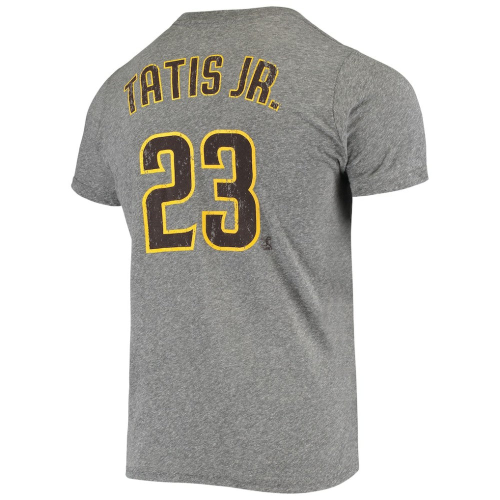 Fernando Tatis Jr. San Diego Padres Majestic Threads Name & Number Tri-Blend T-Shirt - Heathered Gray T-shirts