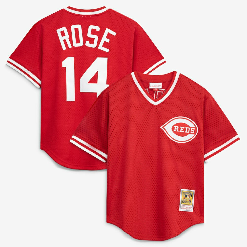 Pete Rose Cincinnati Reds Mitchell & Ness Authentic Batting Practice Jersey - Red Jerseys