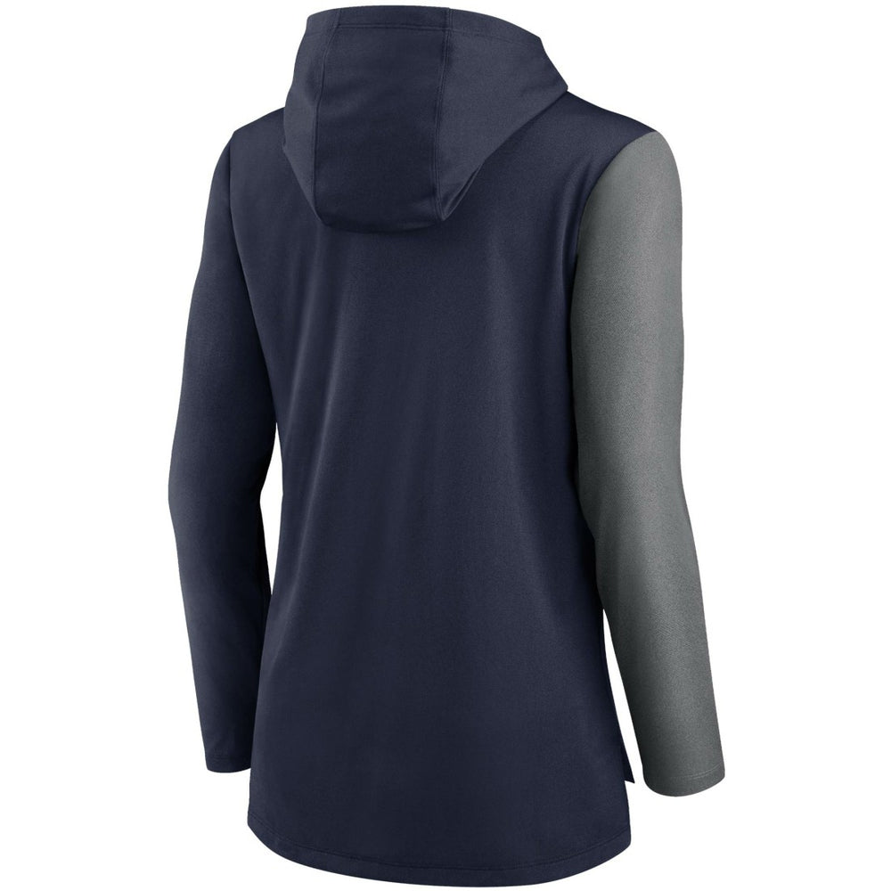 Tennessee Titans Women's Chevron Hoodie Performance Long Sleeve T-Shirt - Navy/Heathered Charcoal Hoodies
