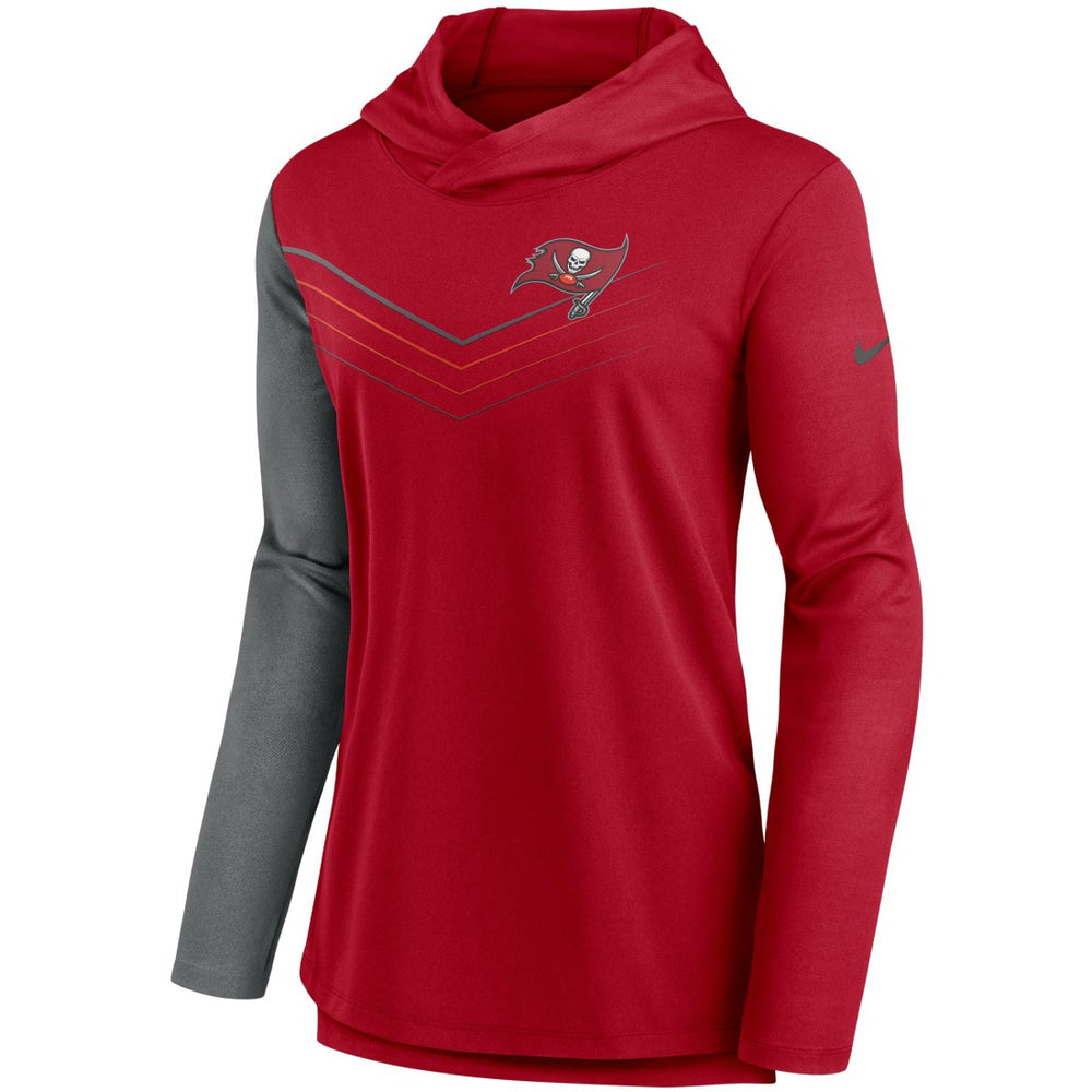 Tampa Bay Buccaneers Women's Chevron Hoodie Performance Long Sleeve T-Shirt - Red/Heathered Charcoal Hoodies