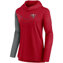 Tampa Bay Buccaneers Women's Chevron Hoodie Performance Long Sleeve T-Shirt - Red/Heathered Charcoal Hoodies