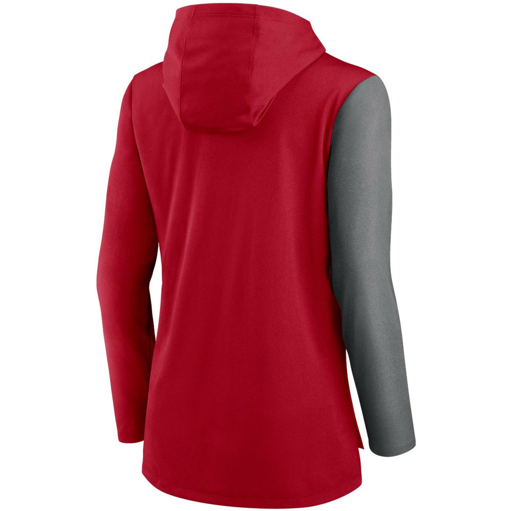 Tampa Bay Buccaneers Women's Chevron Hoodie Performance Long Sleeve T-Shirt - Red/Heathered Charcoal Hoodies