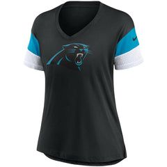 Carolina Panthers Women's Team Logo Fashion Performance Tri-Blend V-Neck T-Shirt - Black T-shirts