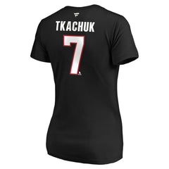 Brady Tkachuk Ottawa Senators Fanatics Women's Authentic Stack Name & Number V-Neck T-Shirt - Black | US 4100541