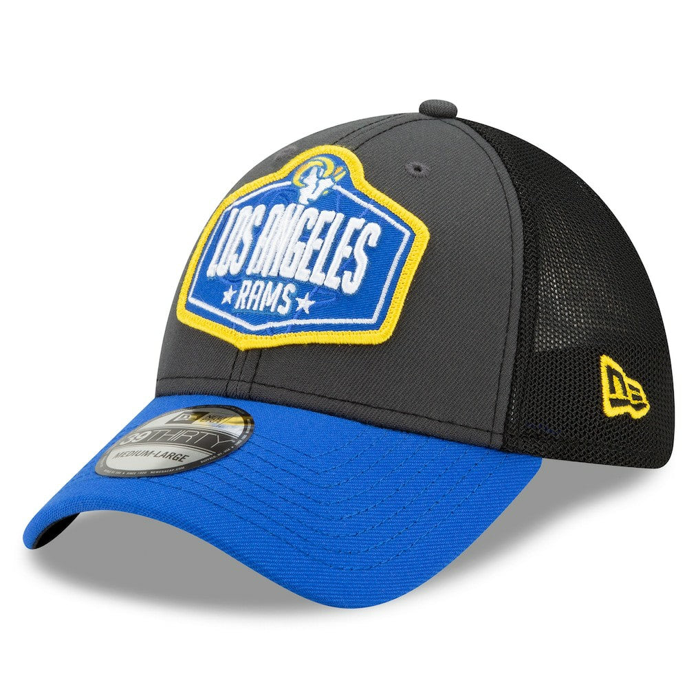 Los Angeles Rams New Era 2021 NFL Draft Trucker 39THIRTY Flex Hat - Graphite/Royal Hats