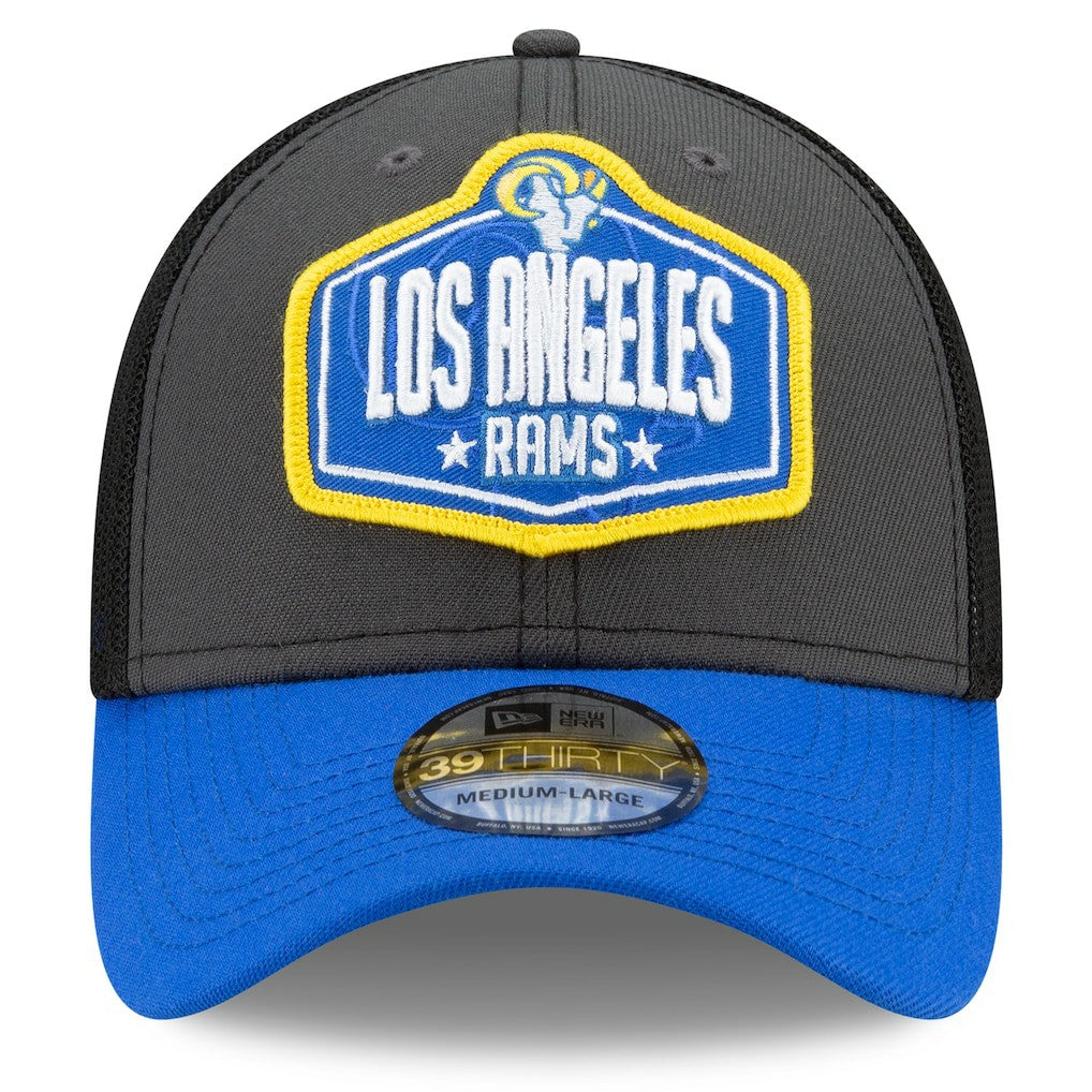 Los Angeles Rams New Era 2021 NFL Draft Trucker 39THIRTY Flex Hat - Graphite/Royal Hats