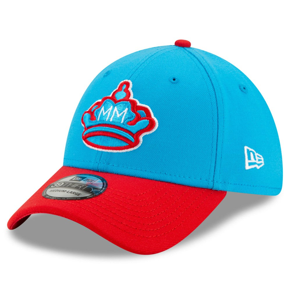 Miami Marlins New Era 2021 City Connect 39THIRTY Flex Hat - Blue/Red Hats