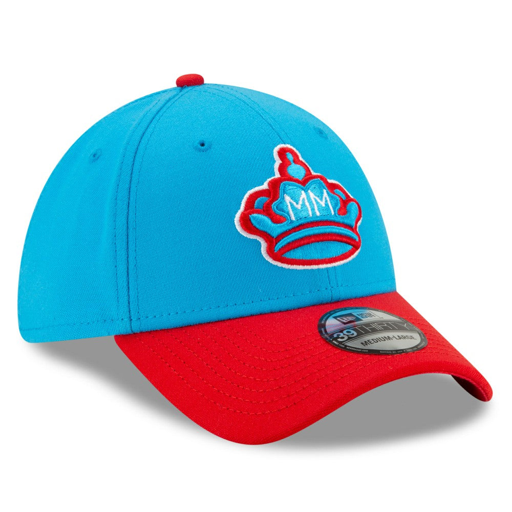 Miami Marlins New Era 2021 City Connect 39THIRTY Flex Hat - Blue/Red Hats