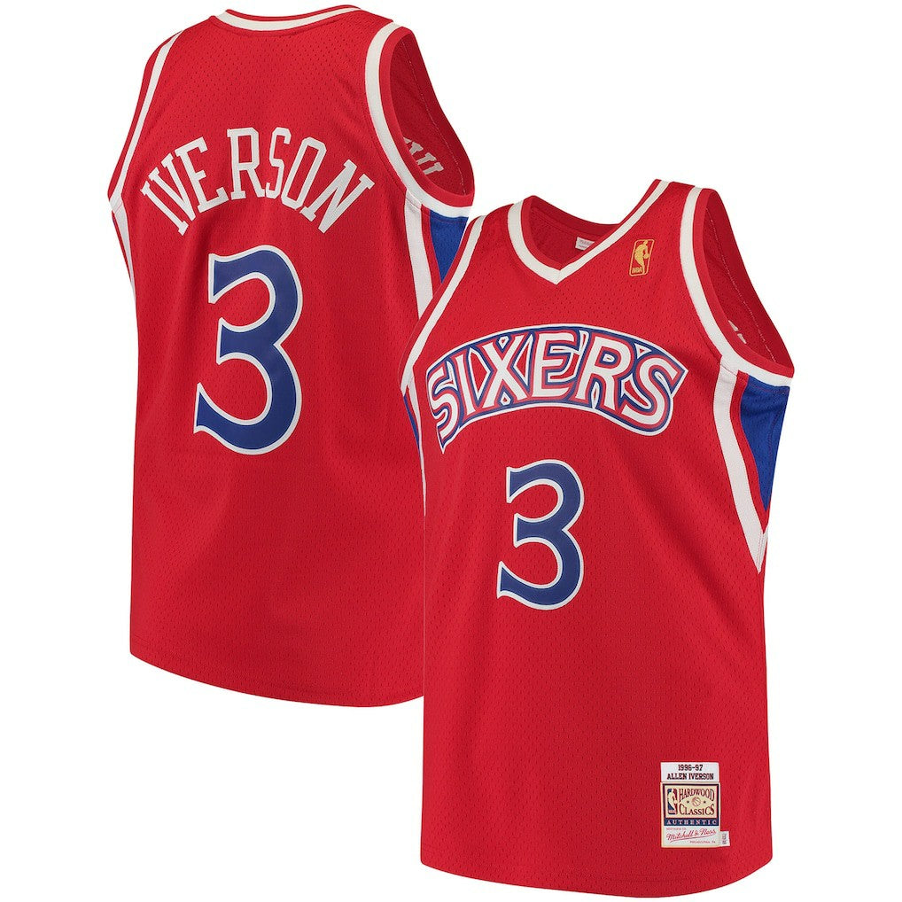 Allen Iverson Philadelphia 76ers 1996/97 Hardwood Classics Authentic Jersey Red - Mitchell & Ness