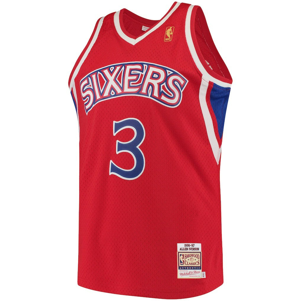 Allen Iverson Philadelphia 76ers 1996/97 Hardwood Classics Authentic Jersey Red - Mitchell & Ness
