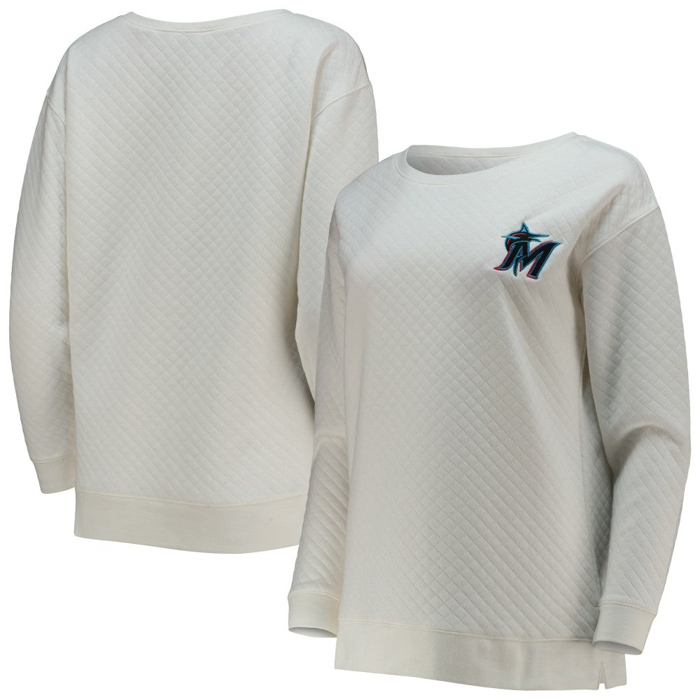 Miami Marlins Concepts Sport Women's Quilted Pullover Sweatshirt - White/Cream Pullover