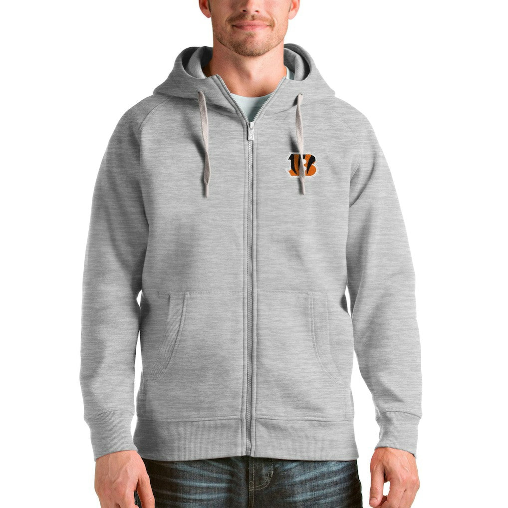 Cincinnati Bengals Antigua Victory Full-Zip Hoodie - Heather Gray Hoodies