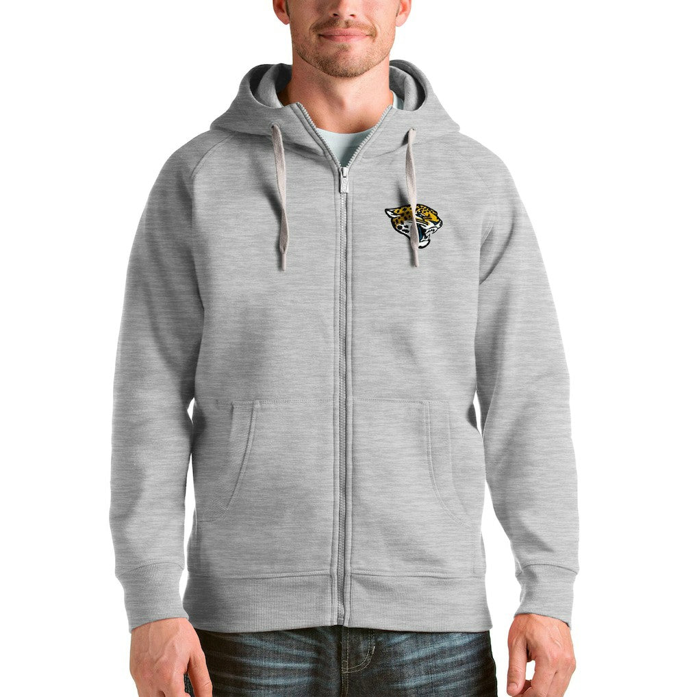 Jacksonville Jaguars Antigua Victory Full-Zip Hoodie - Heather Gray Hoodies
