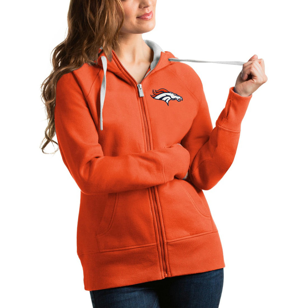Denver Broncos Antigua Women's Victory Full-Zip Hoodie - Orange Hoodies