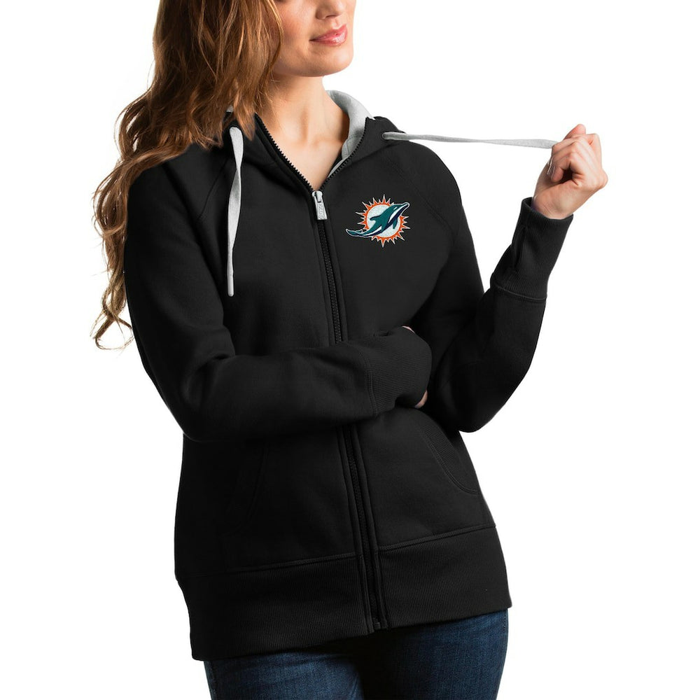 Miami Dolphins Antigua Women's Victory Full-Zip Hoodie - Black Hoodies
