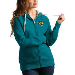 Jacksonville Jaguars Antigua Women's Full-Zip Victory Hoodie - Teal Hoodies