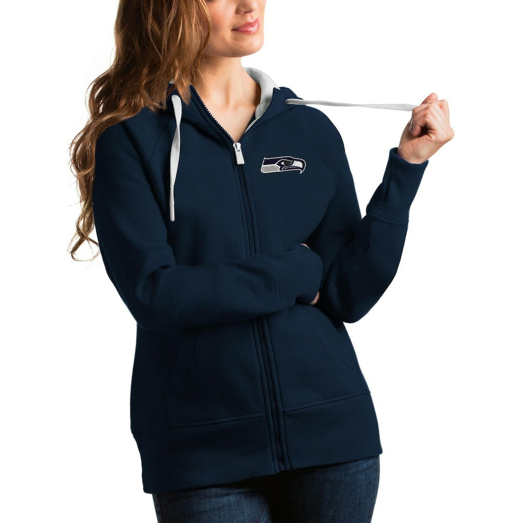 Seattle Seahawks Antigua Women's Victory Full-Zip Hoodie - College Navy Hoodies