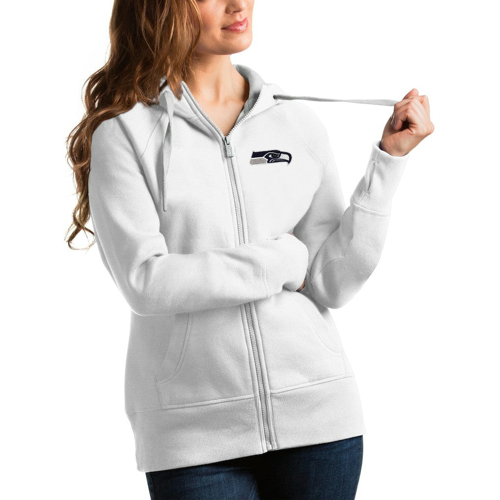 Seattle Seahawks Antigua Women's Victory Full-Zip Hoodie - White Hoodies