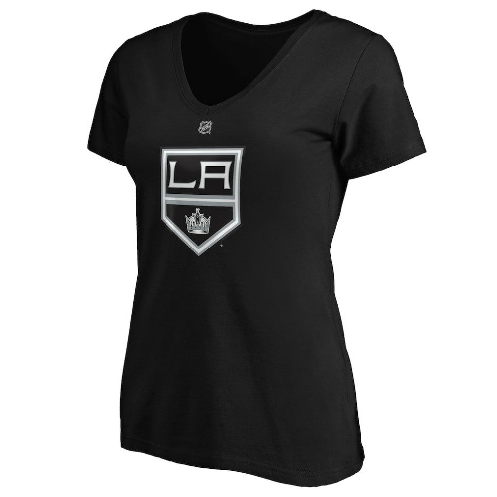 Quinton Byfield Los Angeles Kings Fanatics Women's Authentic Stack Name & Number V-Neck T-Shirt - Black | US 4118415