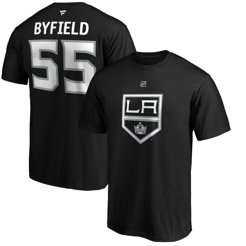 Quinton Byfield Los Angeles Kings Fanatics Authentic Stack Name & Number T-Shirt - Black | US 4119285