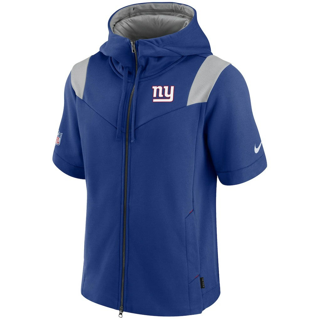 New York Giants Sideline Showout Short Sleeve Full-Zip Hoodie - Royal Hoodies