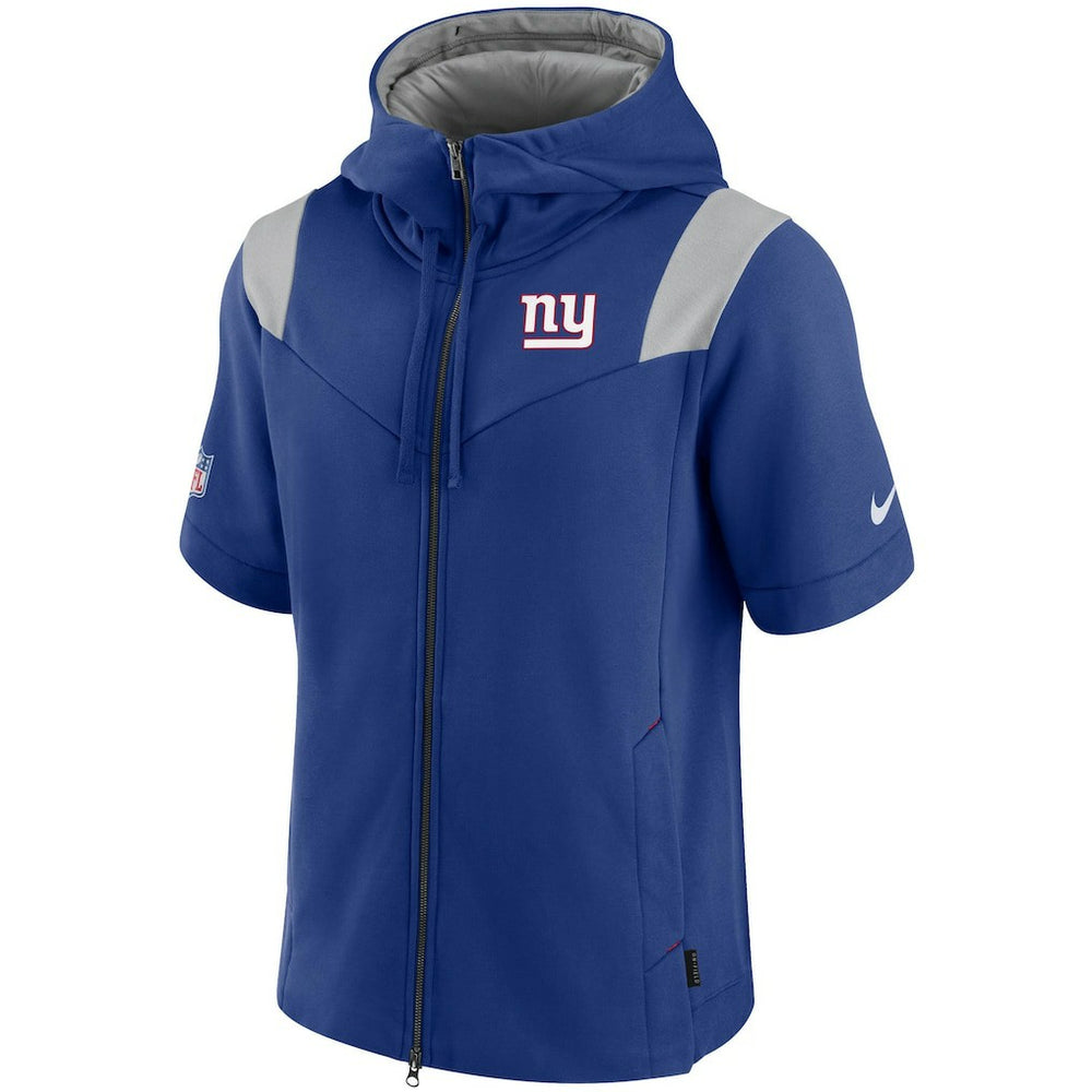 New York Giants Sideline Showout Short Sleeve Full-Zip Hoodie - Royal Hoodies