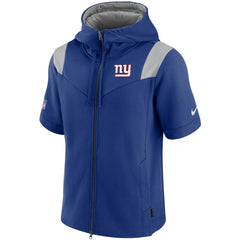 New York Giants Sideline Showout Short Sleeve Full-Zip Hoodie - Royal Hoodies