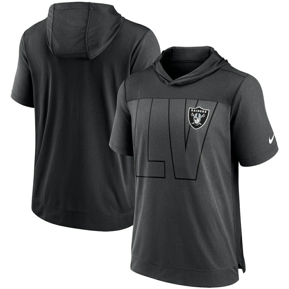 Las Vegas Raiders Performance Hoodie T-Shirt - Heathered Charcoal/Black Hoodies