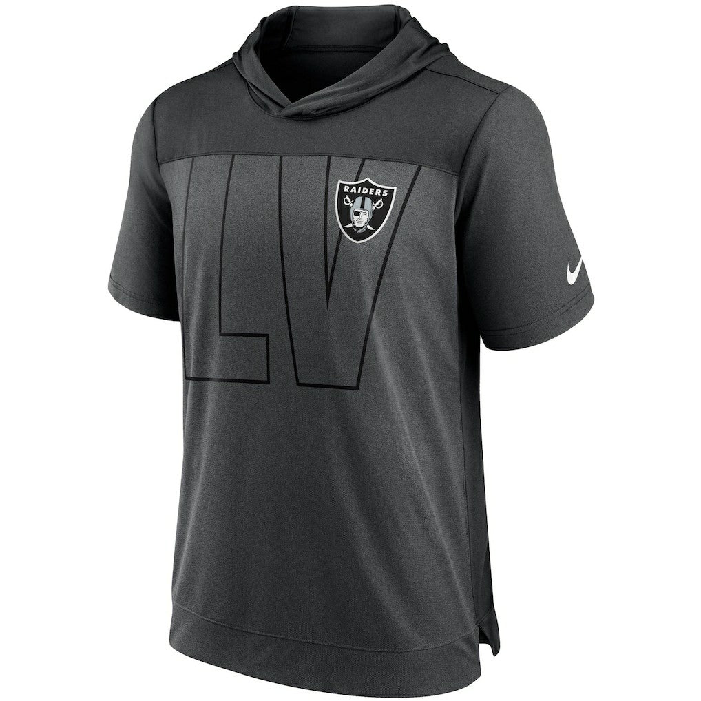 Las Vegas Raiders Performance Hoodie T-Shirt - Heathered Charcoal/Black Hoodies