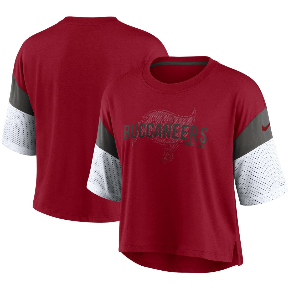 Tampa Bay Buccaneers Women's Nickname Tri-Blend Performance Crop Top - Red/White Tops