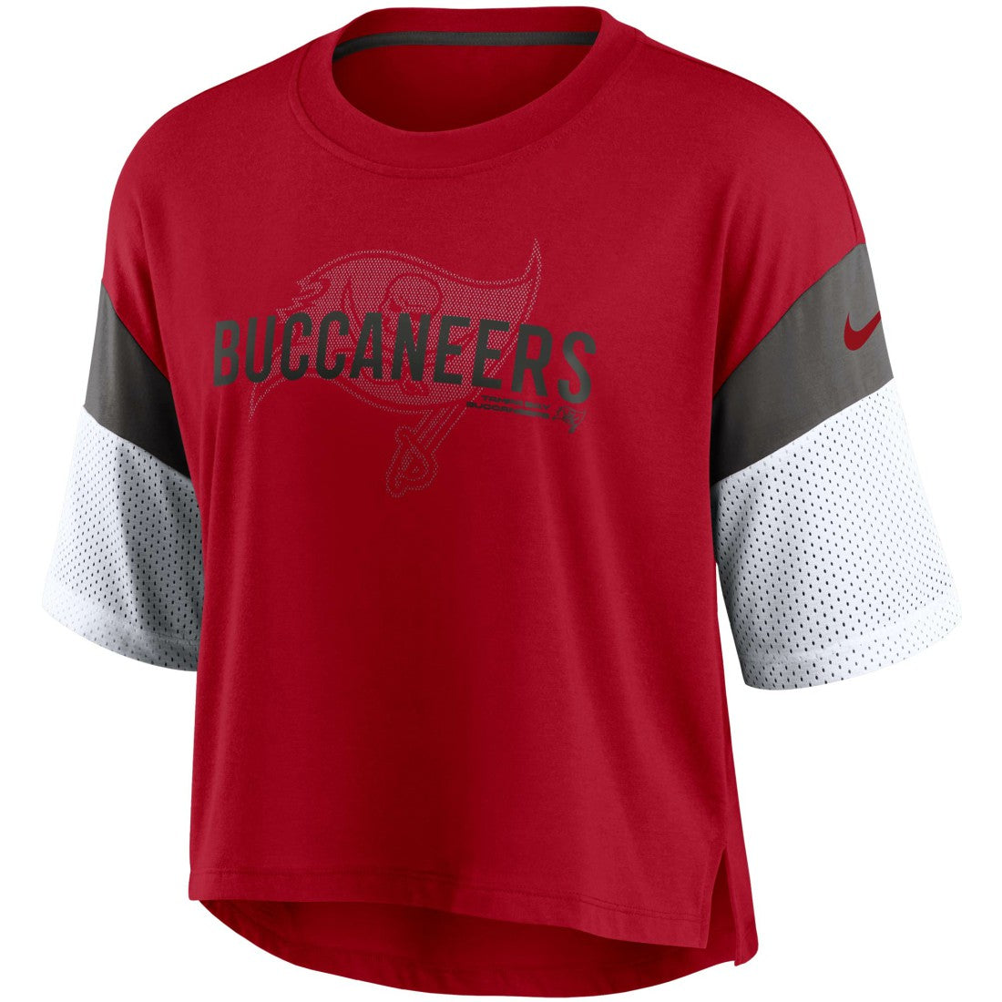 Tampa Bay Buccaneers Women's Nickname Tri-Blend Performance Crop Top - Red/White Tops