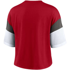 Tampa Bay Buccaneers Women's Nickname Tri-Blend Performance Crop Top - Red/White Tops