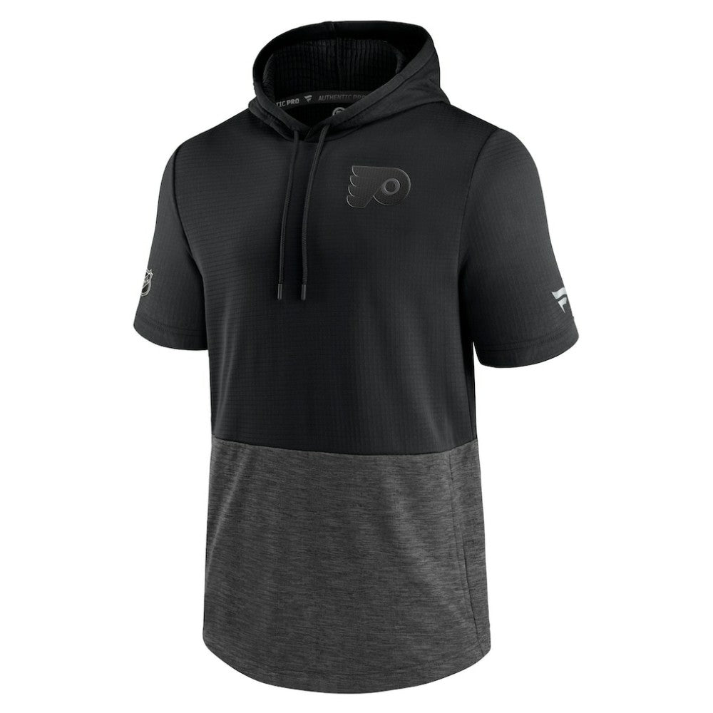 Philadelphia Flyers Fanatics Authentic Pro Travel and Training Short Sleeve Pullover Hoodie - Black | US 4123477