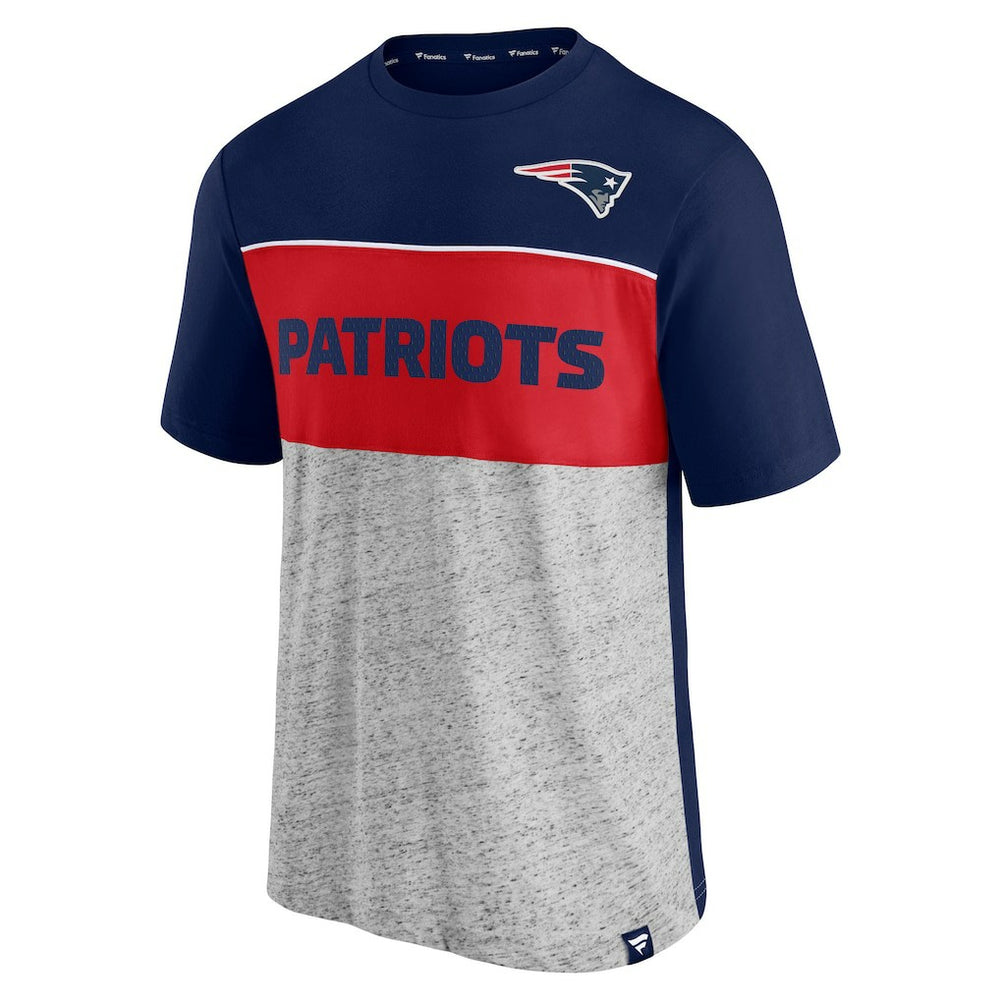 New England Patriots Colorblock T-Shirt - Navy/Heathered Gray T-shirts