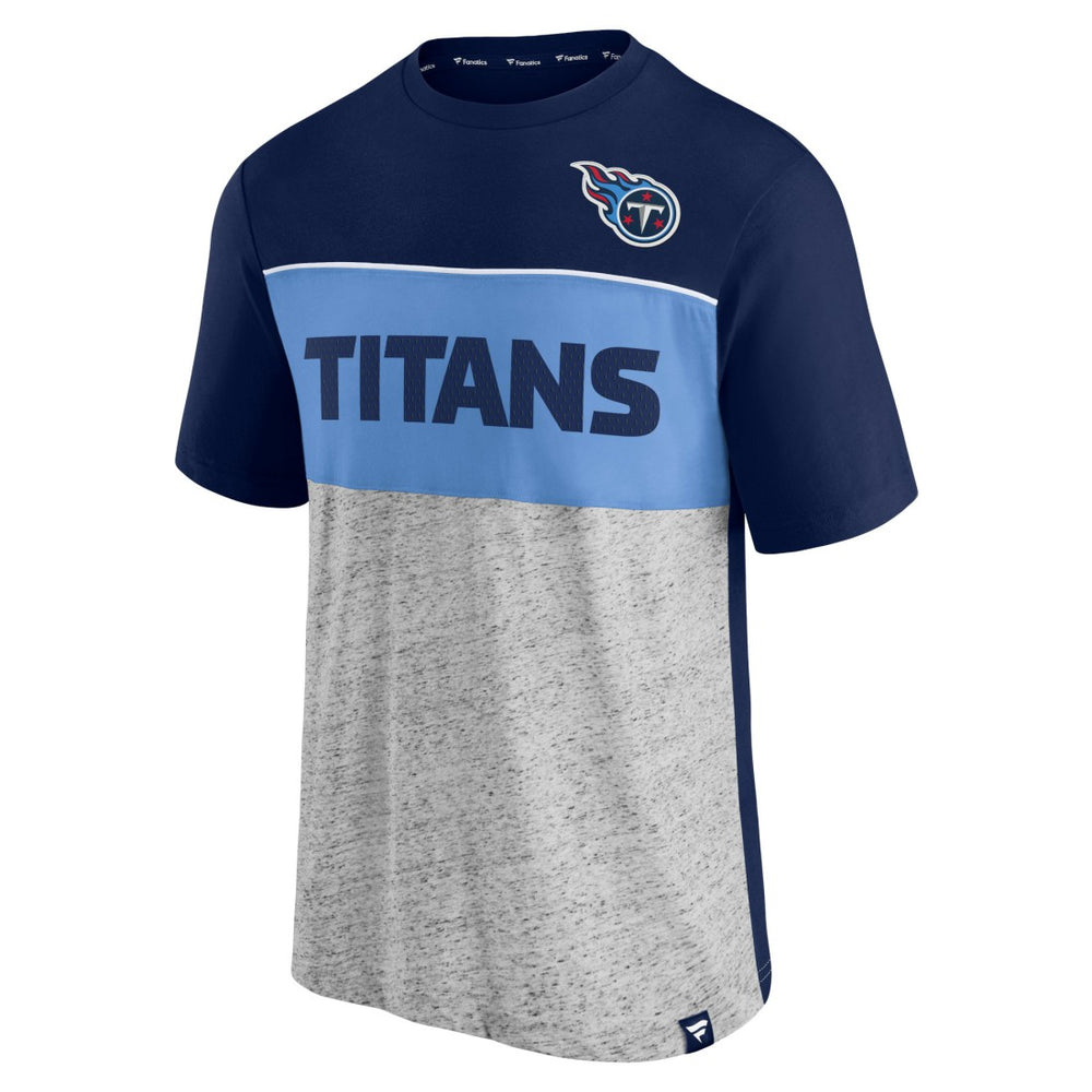 Tennessee Titans Colorblock T-Shirt - Navy/Heathered Gray T-shirts