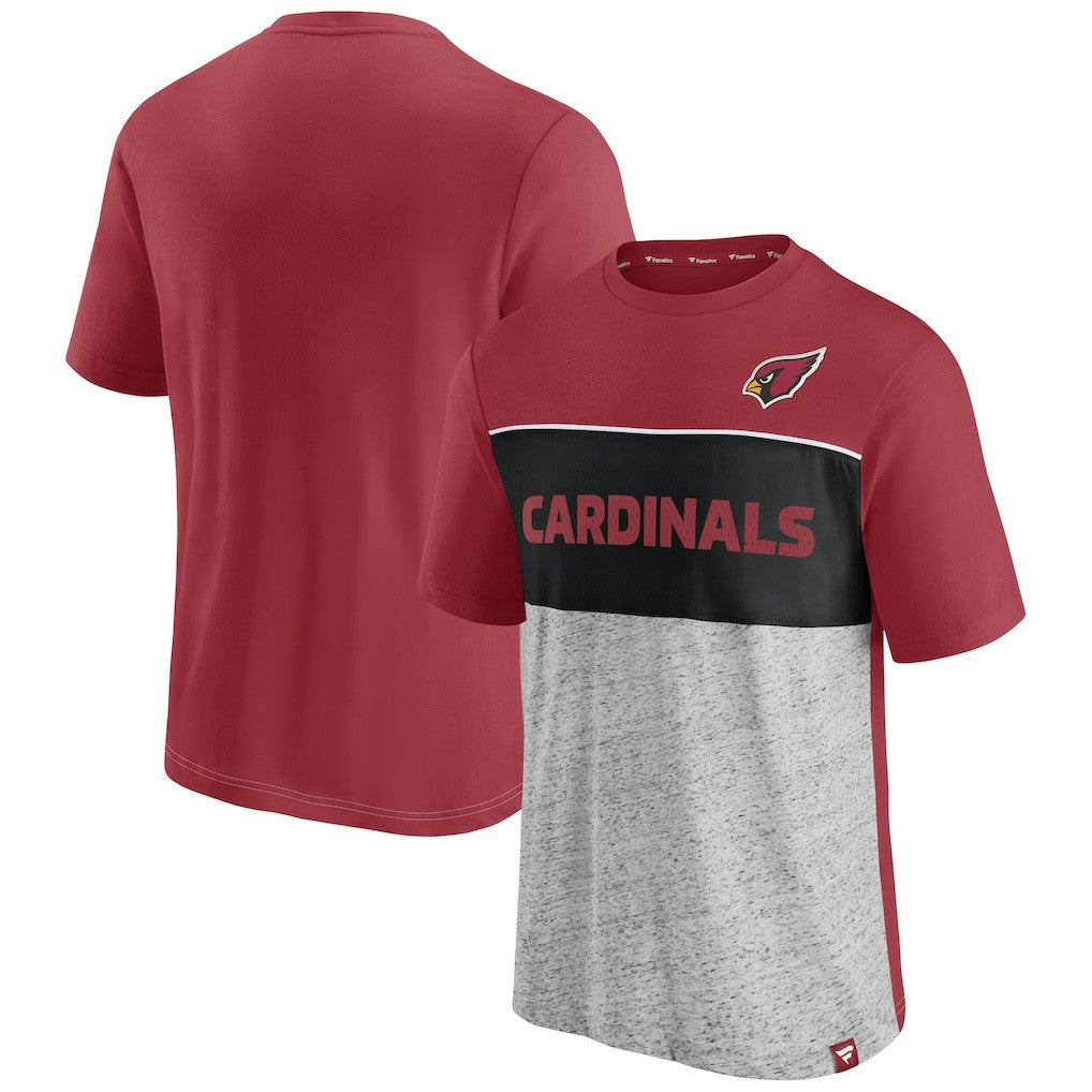 Arizona Cardinals Colorblock T-Shirt - Cardinal/Heathered Gray T-shirts