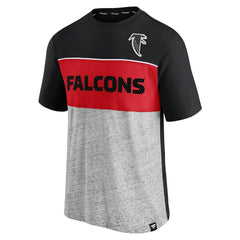 Atlanta Falcons Throwback Colorblock T-Shirt - Black/Heathered Gray T-shirts