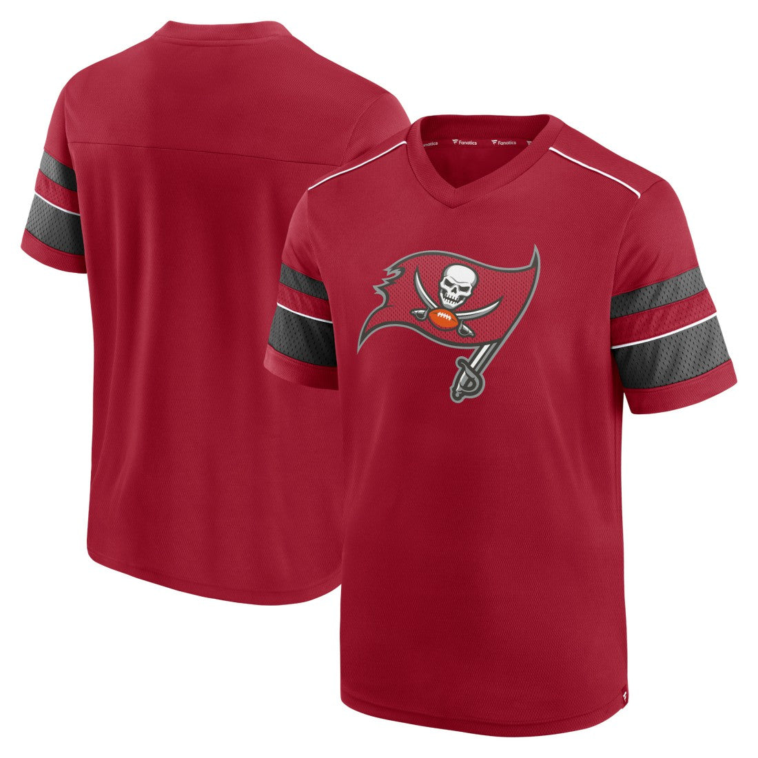 Tampa Bay Buccaneers Textured Hashmark V-Neck T-Shirt - Red T-shirts