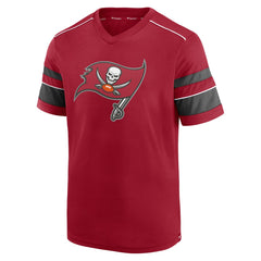 Tampa Bay Buccaneers Textured Hashmark V-Neck T-Shirt - Red T-shirts